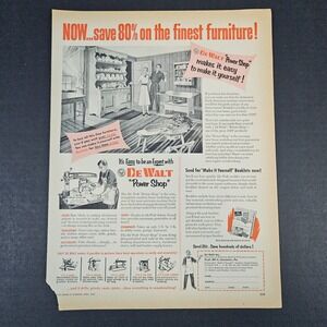 1953 Dewalt Power Shop Vintage Print Ad Living Room Scene Lancaster‎ PA Tools